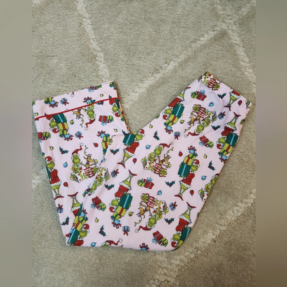 Girls Pink The Grinch Holiday Print Pajama Pants M 7/8